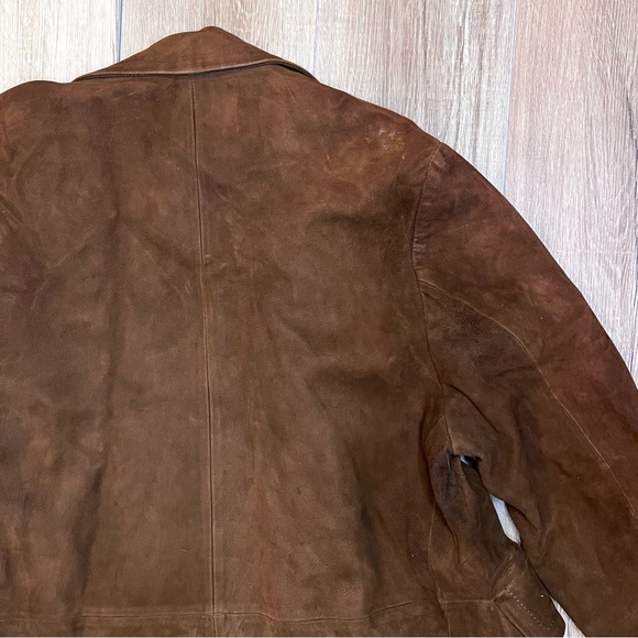 Vintage Brown Genuine Leather Suede Oversized Western Coat- Academia Boho Retro - Picture 15 of 15